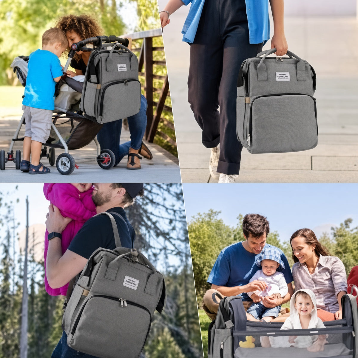 Mochila para pañales con cuna