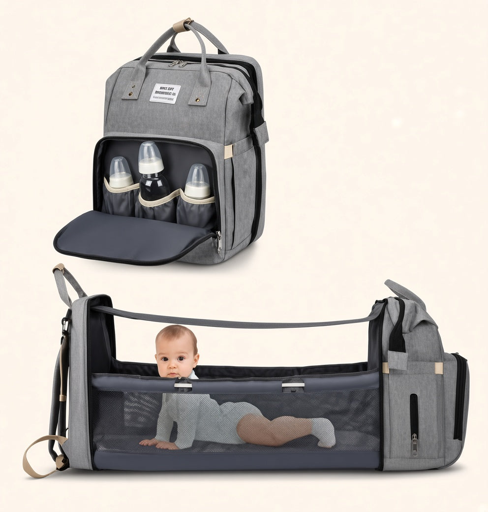 Mochila para pañales con cuna